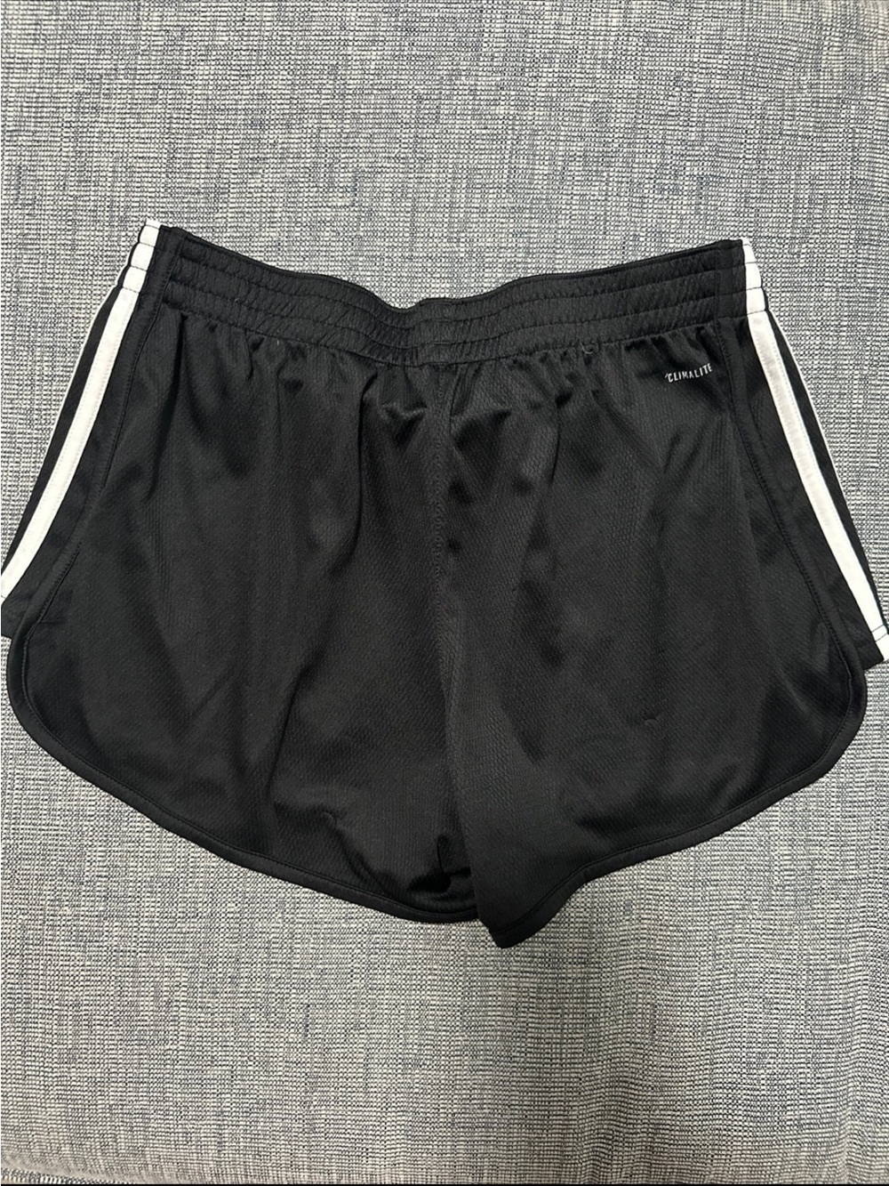 adidas Black Athletic Shorts with White 3-Stripes - Picture 3 of 3